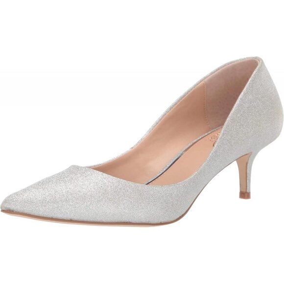 Jewel Badgley Mischka Shoes - NWT Jewel Badgley Mischka Pointed Toe Kitten Heels Shoes Silver Gray 7.5M